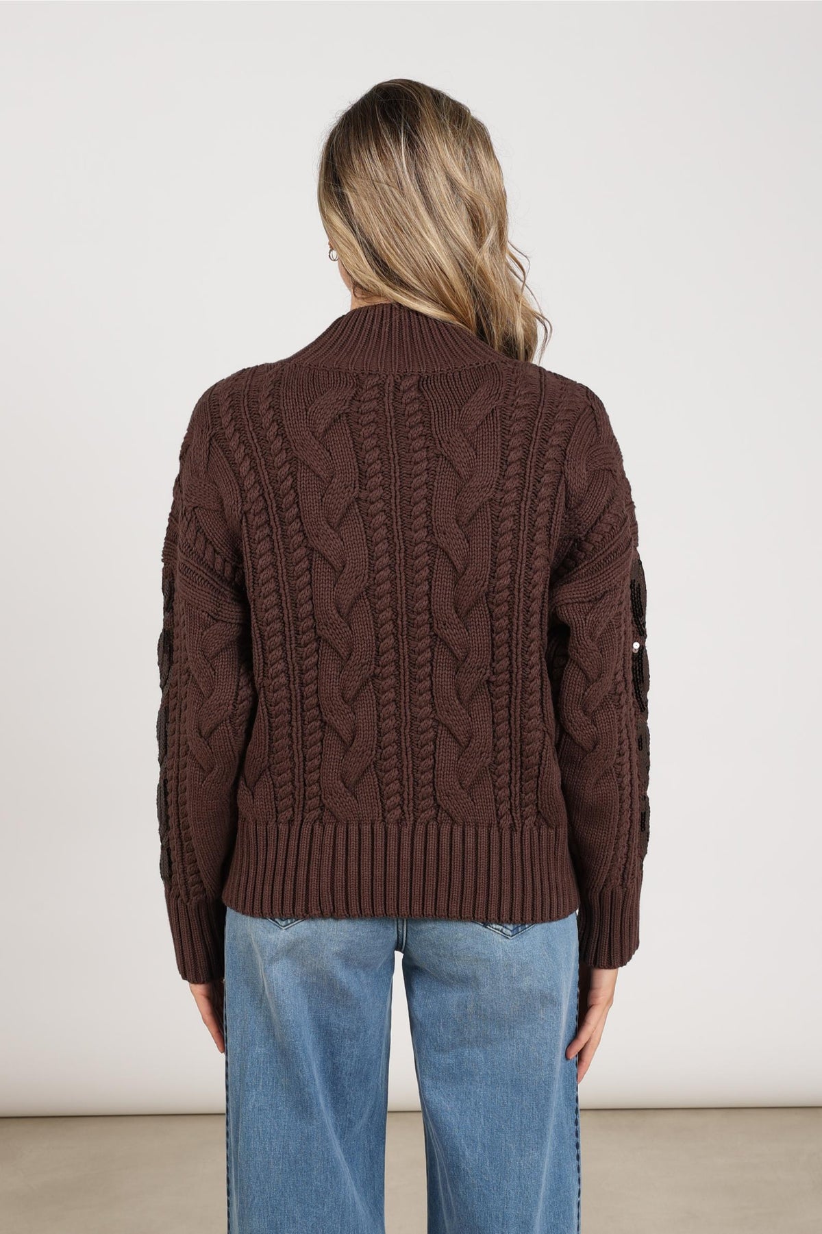 Megan Sequin Pullover | Chocolate