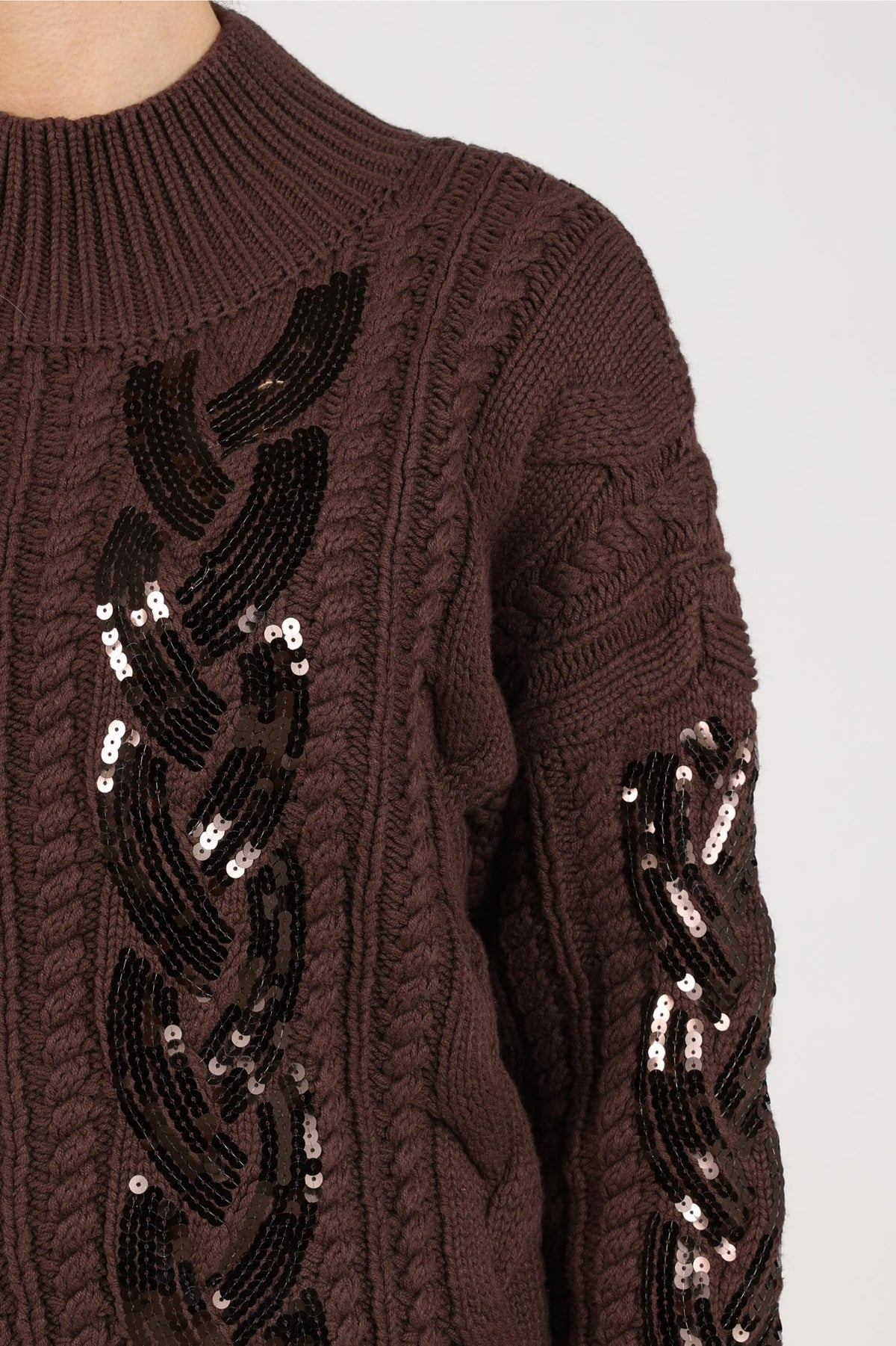 Megan Sequin Pullover | Chocolate