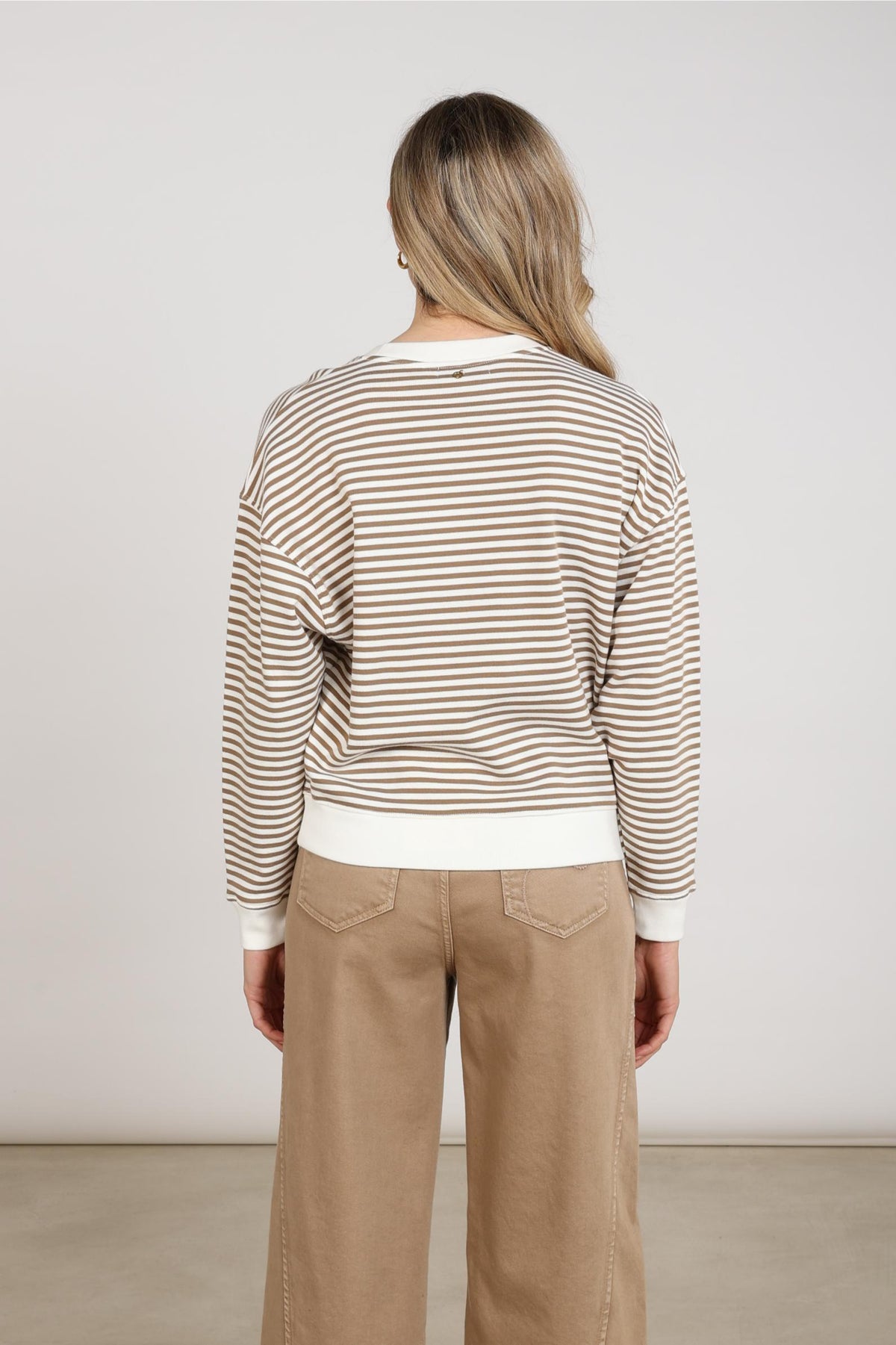 Nelly Pullover Gestreift | Offwhite/Taupe