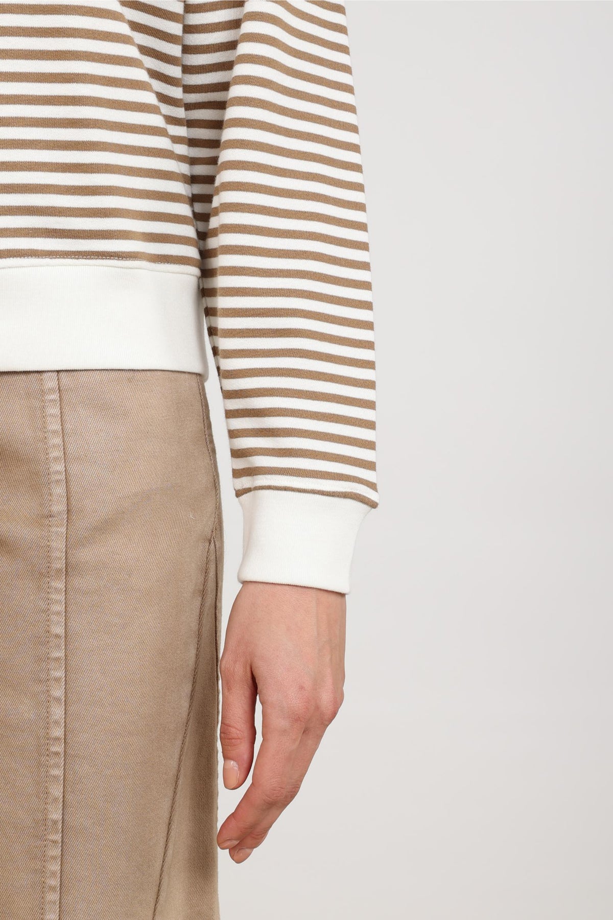 Nelly Pullover Gestreift | Offwhite/Taupe