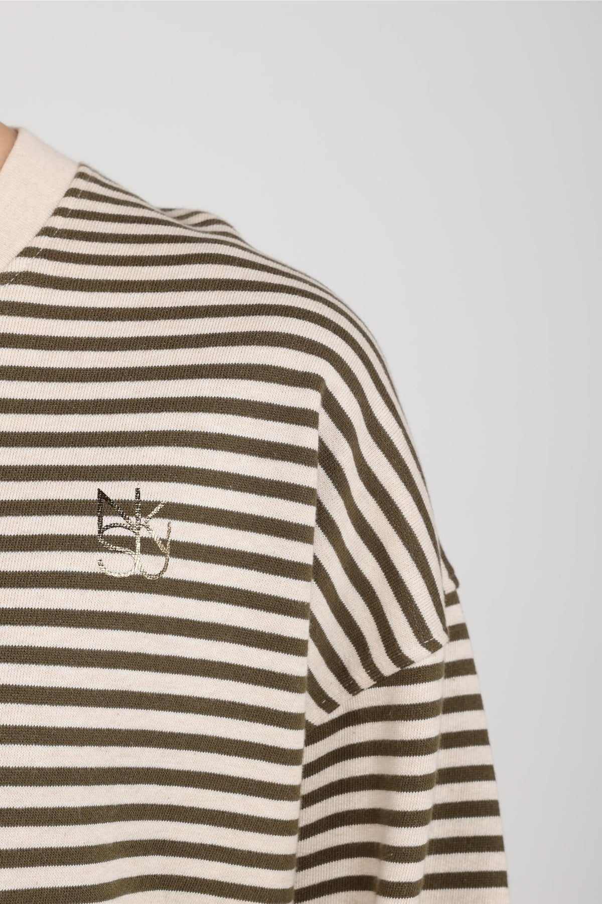 Nelly Pullover Stripe | Sand Melange/Moss