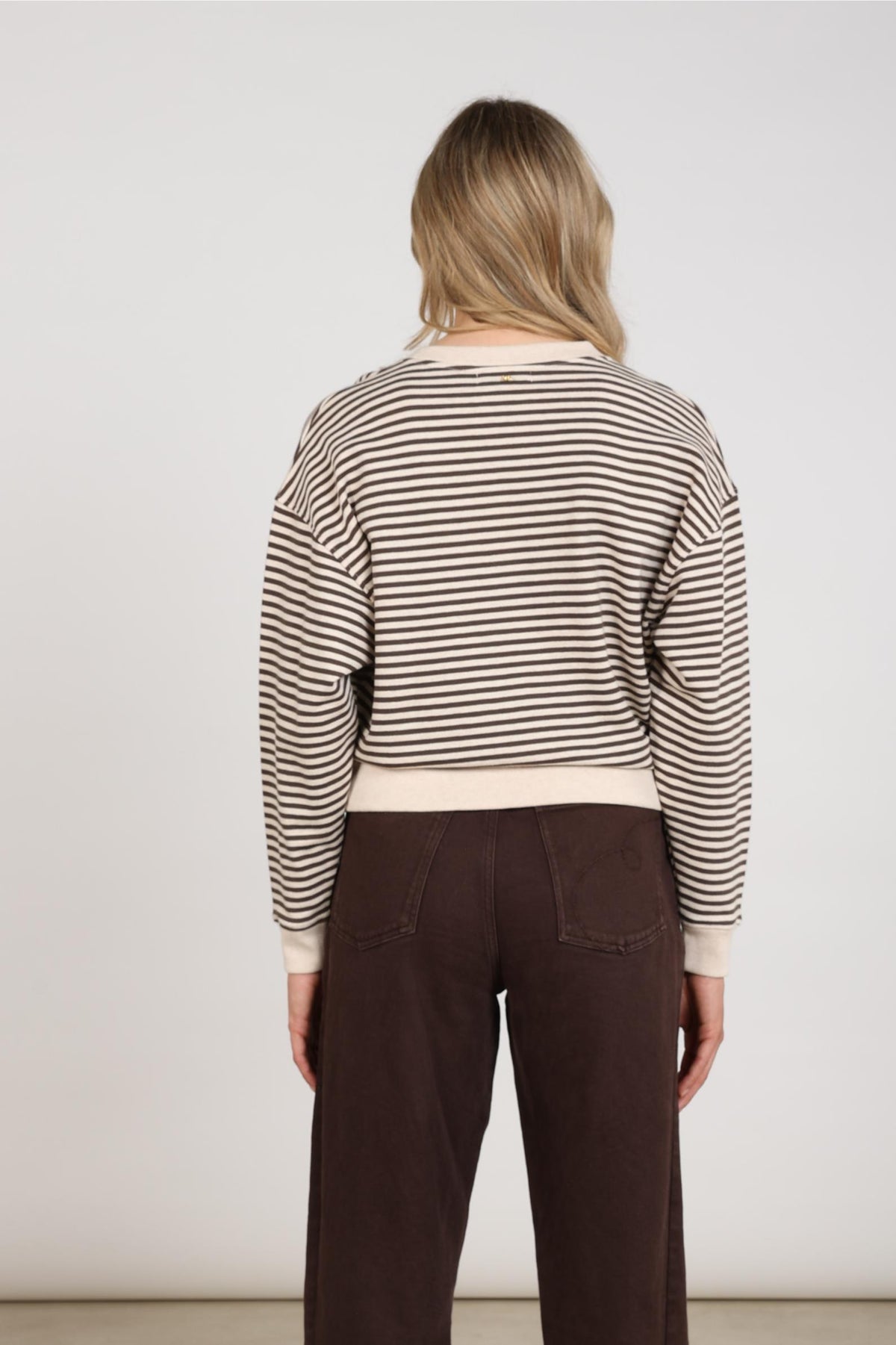 Nelly Sweater Stripe | Sand Melange/Chocolate