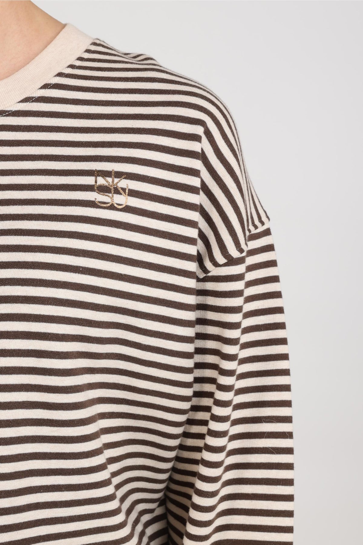 Nelly Sweater Stripe | Sand Melange/Chocolate