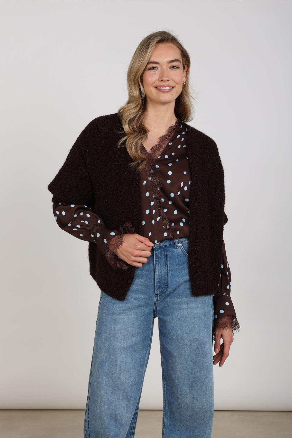Jip Cardigan Lurex | Chocolate