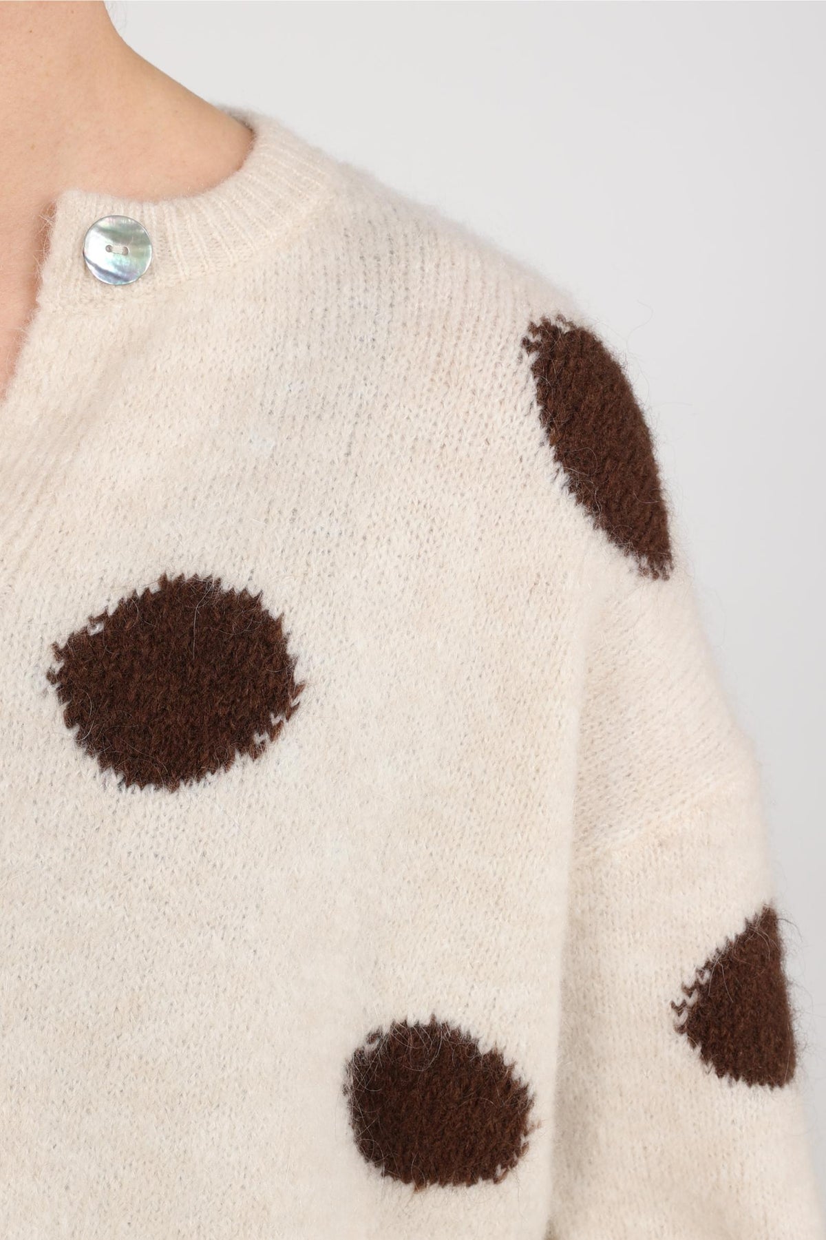 Laure Cardigan Dots | Offwhite/Chocolate