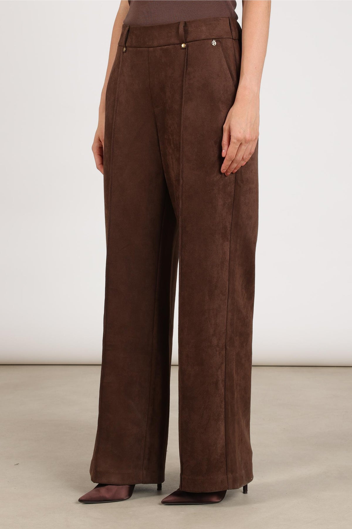 Jill Suede-Look Trousers | Chocolate