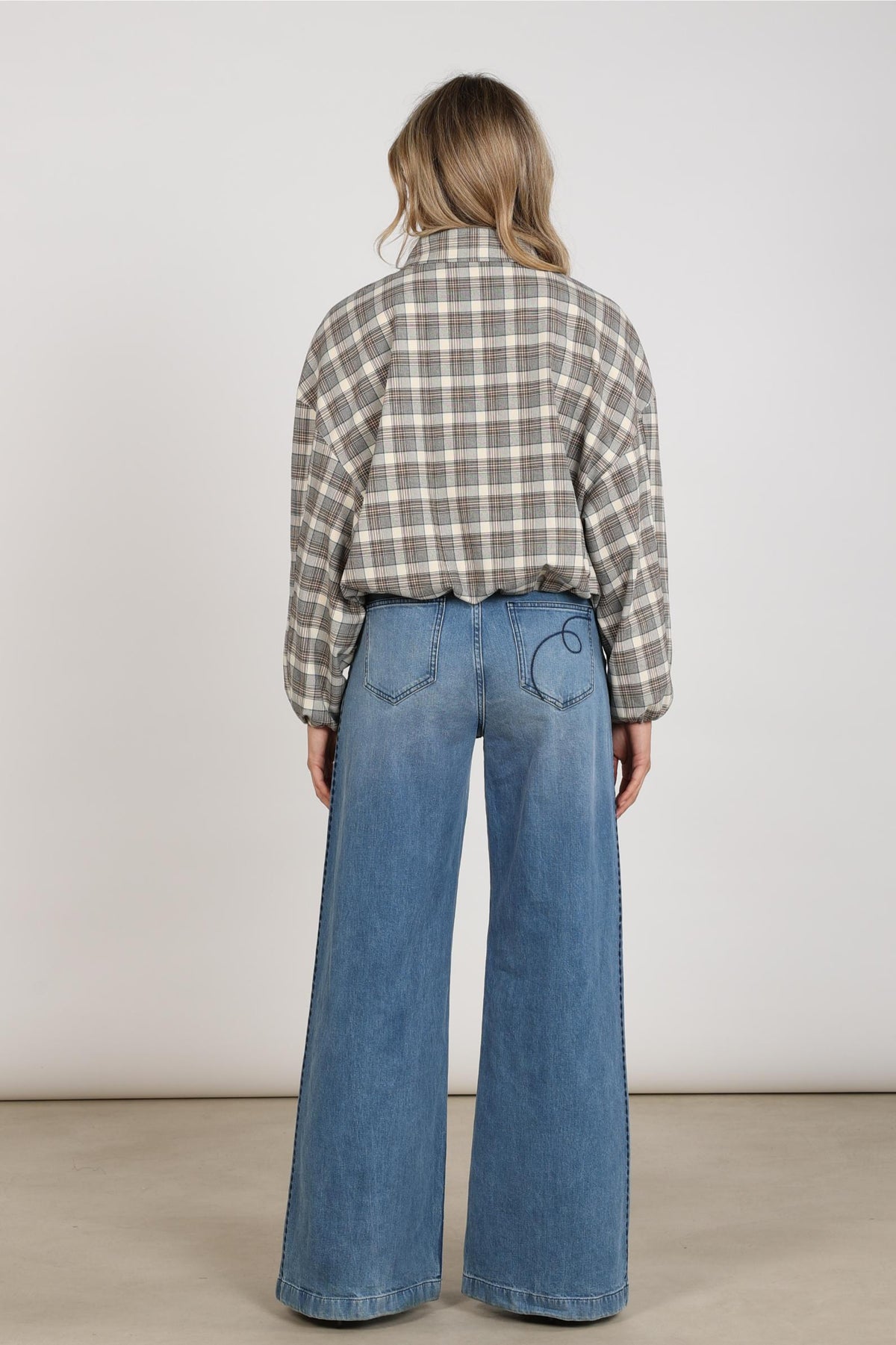 Dominique Jacket Check | Taupe/Off-white
