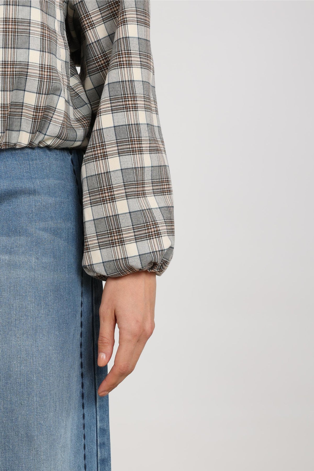 Dominique Jacket Check | Taupe/Off-white